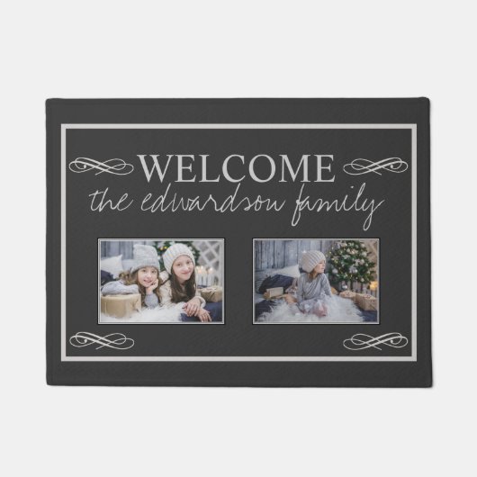 Creëer uw eigen familiefoto Welkom familienaam Deurmat (Voorkant)
