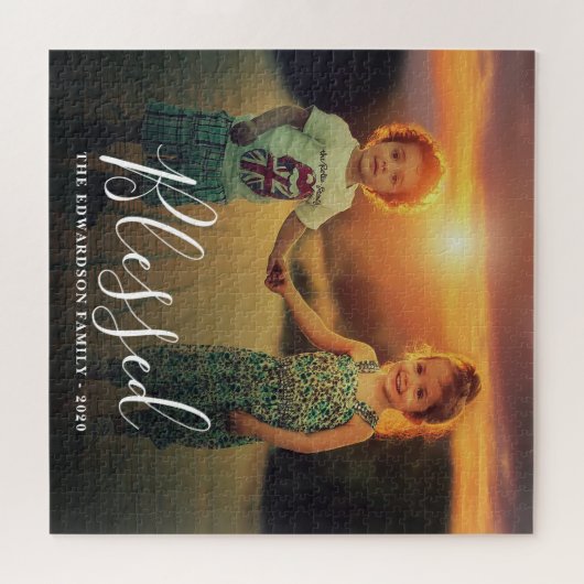 Creëer uw eigen familiefoto Zonder naam script Legpuzzel (Horizontaal)