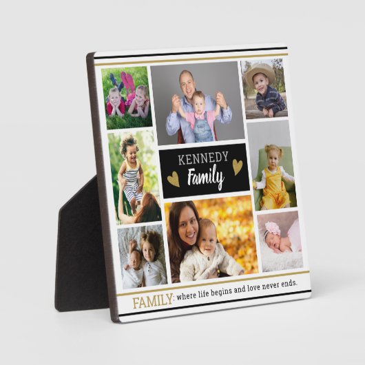 Creëer Uw eigen familieknotering 8 Foto Collage Fotoplaat (Voorkant)