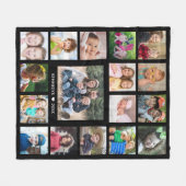 Creëer Uw eigen familienaam 17 Foto Collage Black Fleece Deken (Voorkant (Horizontaal))
