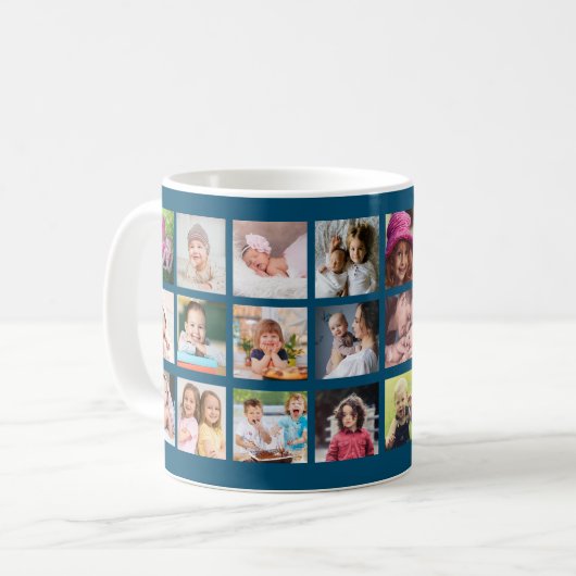 Creëer Uw Eigen Familienaam 22 Fotocollage Koffiemok (Voorkant links)