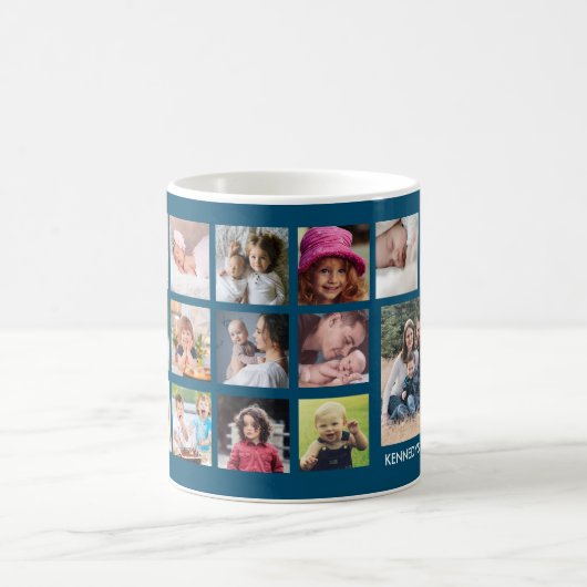 Creëer Uw Eigen Familienaam 22 Fotocollage Koffiemok (Center)