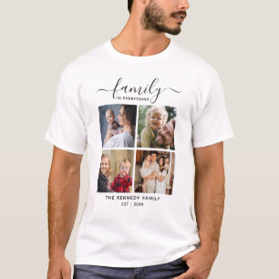 Creëer Uw eigen familienaam 4 Foto Collage Black T-shirt