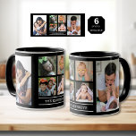 Creëer Uw Eigen Familienaam 6 Fotocollage Zwart Mok<br><div class="desc">De mok van de de fotocollage van de douane om met 6 afbeeldingen en familienaam te personaliseren.</div>