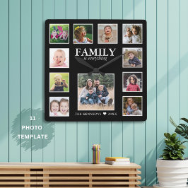 Creëer Uw eigen familienaam Citaat 11 Foto Collage Vierkante Klok