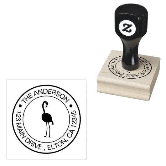 Creëer Uw eigen familienaam Flamingo Rubberstempel (Gestempeld)