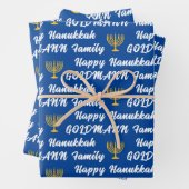 Creëer Uw eigen familienaam Happy Hanukkah Inpakpapier Vel (In situ)