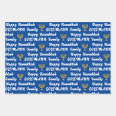 Creëer Uw eigen familienaam Happy Hanukkah Inpakpapier Vel (Voorkant)