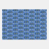 Creëer Uw eigen familienaam Happy Hanukkah Inpakpapier Vel (Voorkant 3)