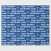Creëer Uw eigen familienaam Happy Hanukkah Wrappi Cadeaupapier (Vlak)