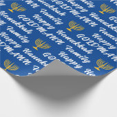 Creëer Uw eigen familienaam Happy Hanukkah Wrappi Cadeaupapier (Hoek)