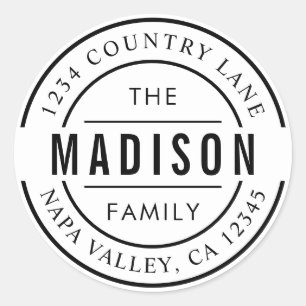 Creëer Uw eigen familienaam Retouradres Ronde Sticker