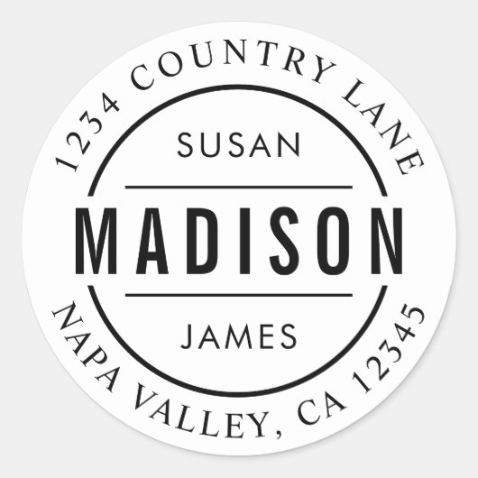 Creëer Uw eigen familienaam Retouradres Ronde Sticker (Voorkant)