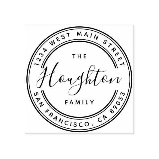 Creëer Uw eigen familienaam Ronde Return-adres Rubberstempel (Afrduk)