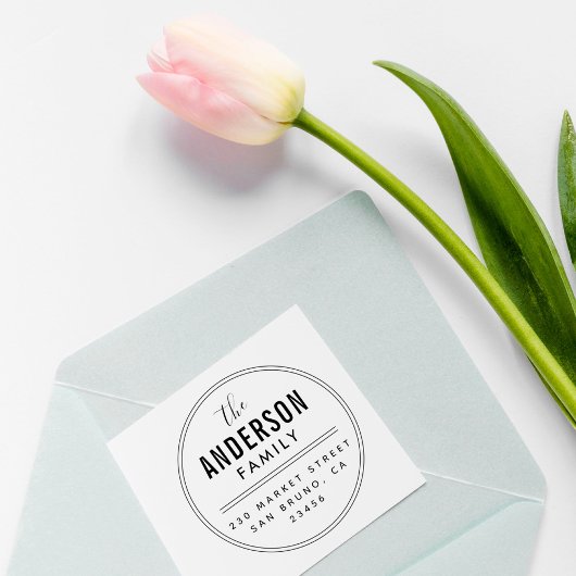 Creëer Uw eigen familienaam Ronde Return-adres Zelfinktende Stempel