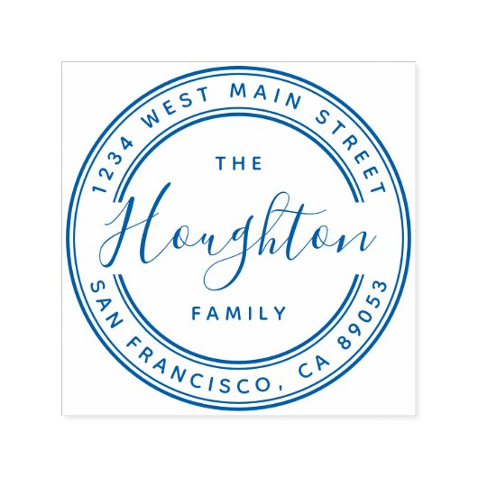 Creëer Uw eigen familienaam Ronde Return-adres Zelfinktende Stempel (Design)