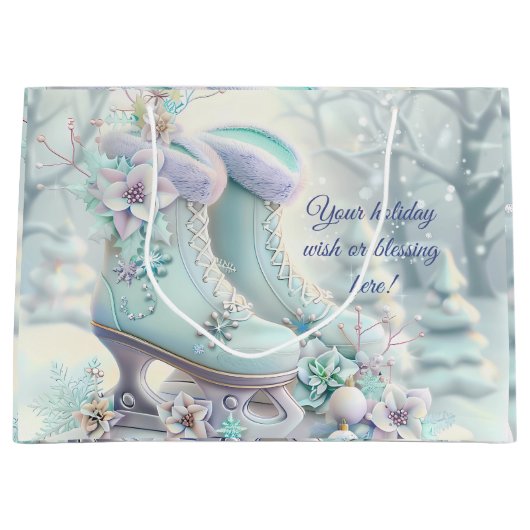 Creëer uw eigen Fancy bloemenkerst Schaatsen Groot Cadeauzakje (Voorkant)