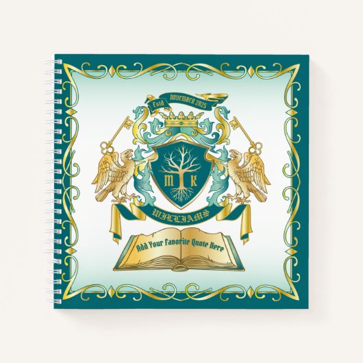 Creëer Uw eigen Fantasy-boomstammen Embleem Notitieboek (Voorkant)