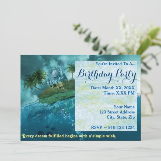 Creëer Uw eigen Fantasy verjaardagsfeestje uitnodi Kaart (Staand voorkant)