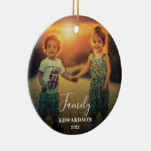 Creëer uw eigen feestdagen familiefoto keramisch ornament (Rechts)