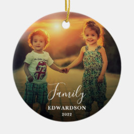 Creëer uw eigen feestdagen familiefoto keramisch ornament