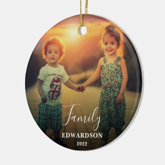 Creëer uw eigen feestdagen familiefoto keramisch ornament (Links)