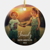Creëer uw eigen feestdagen familiefoto keramisch ornament (Achterkant)