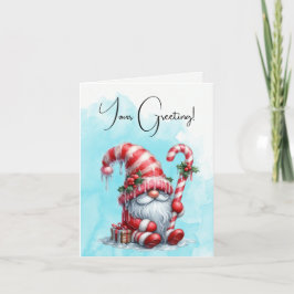 Creëer uw eigen feestelijke pepermunt kerstgnoom feestdagen kaart