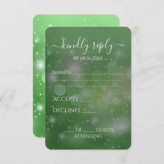 Creëer uw eigen feestelijke Sparkle Bokeh achtergr RSVP Kaartje (Voorkant / Achterkant)