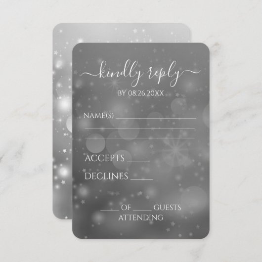 Creëer uw eigen feestelijke Sparkle Bokeh achtergr RSVP Kaartje (Voorkant / Achterkant)