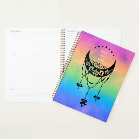 Creëer Uw eigen filigraan Boho Moon Silhouet Planner (Display)