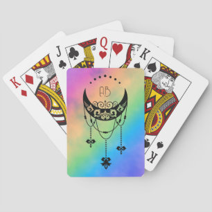 Creëer Uw eigen filigraan Boho Moon Silhouet Pokerkaarten