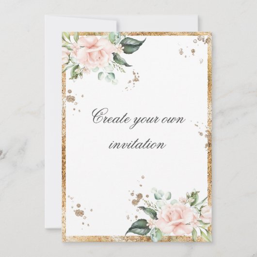 Creëer Uw eigen Floral Pink Gold Script Weduwen Kaart (Voorkant)