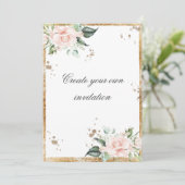 Creëer Uw eigen Floral Pink Gold Script Weduwen Kaart (Staand voorkant)