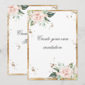 Creëer Uw eigen Floral Pink Gold Script Weduwen Kaart (Voorkant / Achterkant)