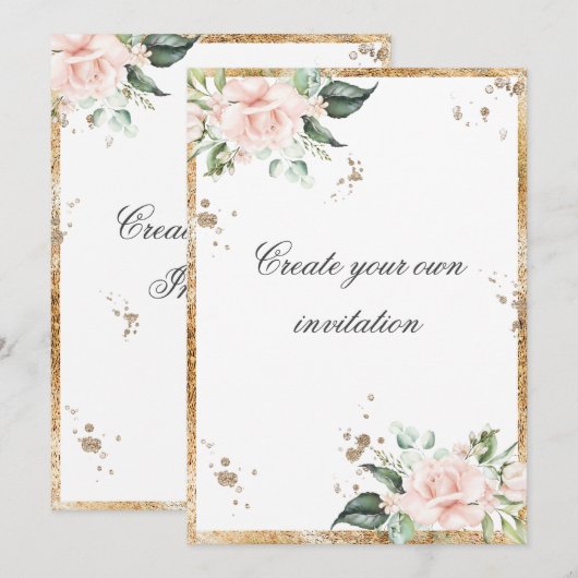 Creëer Uw eigen Floral Pink Gold Script Weduwen Kaart (Voorkant / Achterkant)