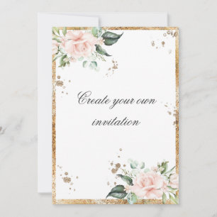 Creëer Uw eigen Floral Pink Gold Script Weduwen Kaart