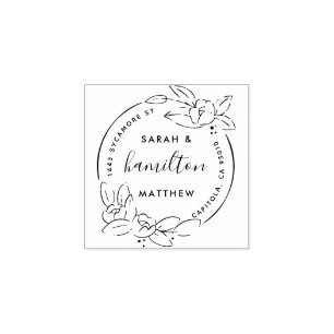 Creëer Uw eigen Floral Wedding Retouradres Rubberstempel