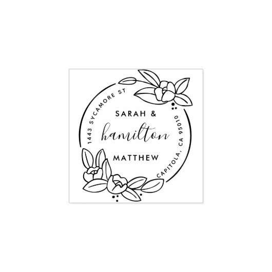 Creëer Uw eigen Floral Wedding Retouradres Rubberstempel (Afrduk)