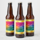 Creëer Uw eigen foto Afbeelding Logo Faux Gold Bier Etiket (Flessen)