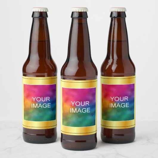 Creëer Uw eigen foto Afbeelding Logo Faux Gold Bier Etiket (Flessen)