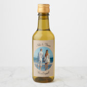 Creëer Uw eigen foto-beige Verloving Naam combinat Wijn Etiket (Voorkant)