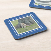 Creëer Uw eigen foto Blauw en wit Bier Onderzetter (Linkerzijde)