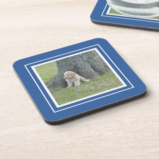 Creëer Uw eigen foto Blauw en wit Bier Onderzetter (Linkerzijde)