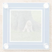 Creëer Uw eigen foto Blauw en wit Glazen Onderzetter (Achterkant)