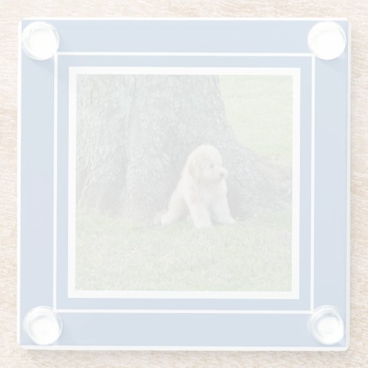 Creëer Uw eigen foto Blauw en wit Glazen Onderzetter (Achterkant)