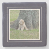 Creëer Uw eigen foto Blauw en wit Stenen Onderzetter (Voorkant)