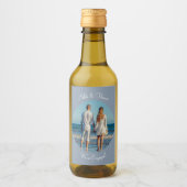 Creëer Uw eigen foto Blauw Verloving Naam paar Wijn Etiket (Voorkant)