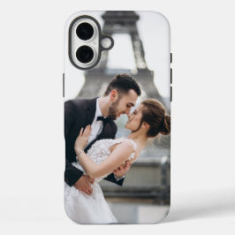 Creëer uw eigen foto bruiloft romantische liefde iPhone 16 plus hoesje