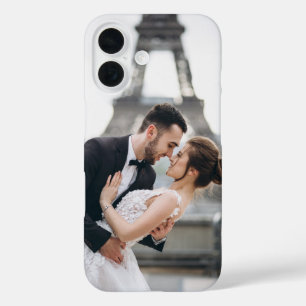 Creëer uw eigen foto bruiloft romantische liefde iPhone 16 hoesje